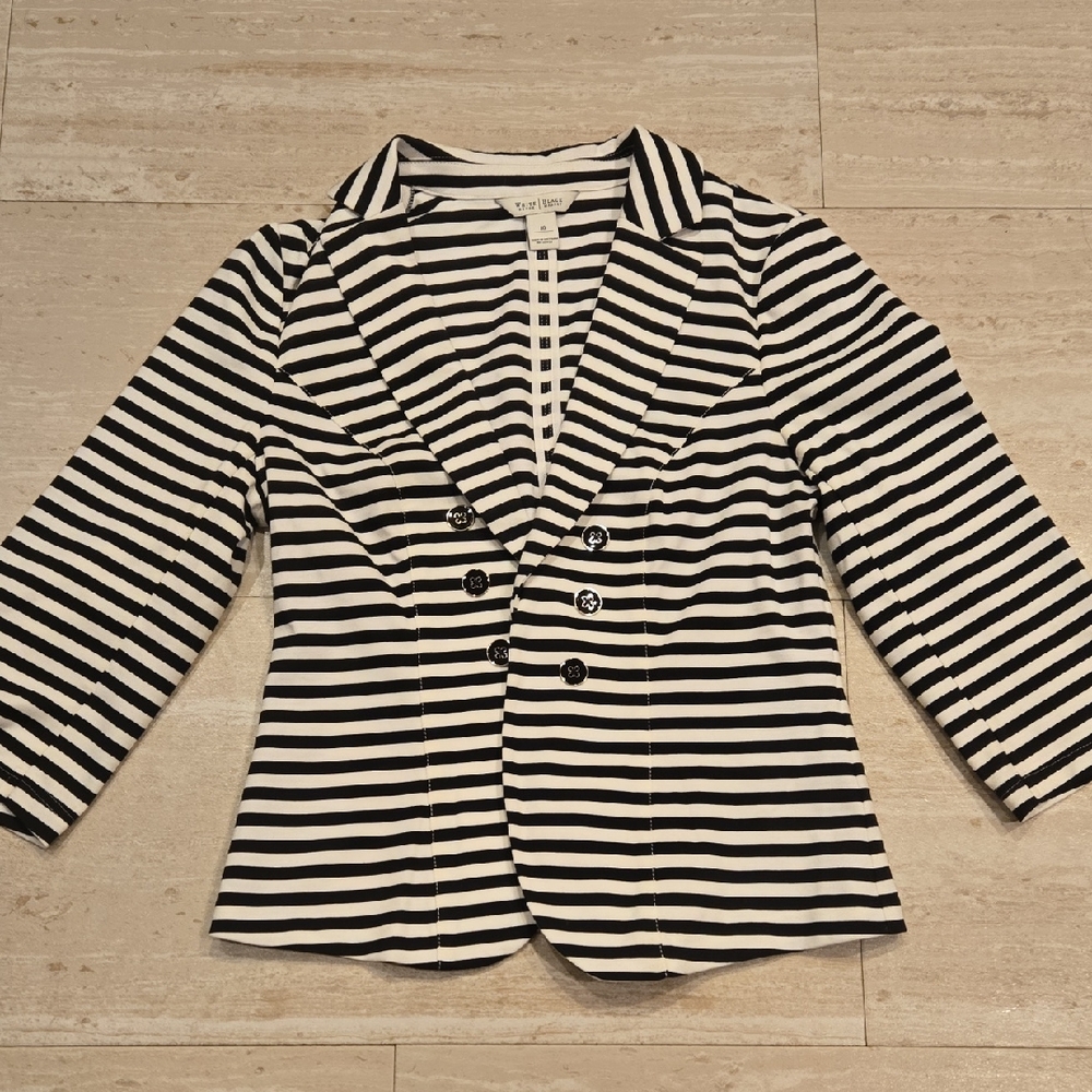 White House Black Market Black/White Striped Blazer